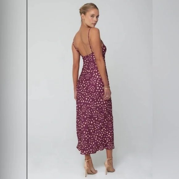 RESA Lily Slip Dress in Amore NWT size MEDIUM Burgundy Hearts - Picture 3 of 8